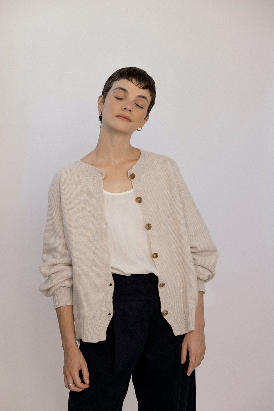 Garter Loft Cardigan - Creme