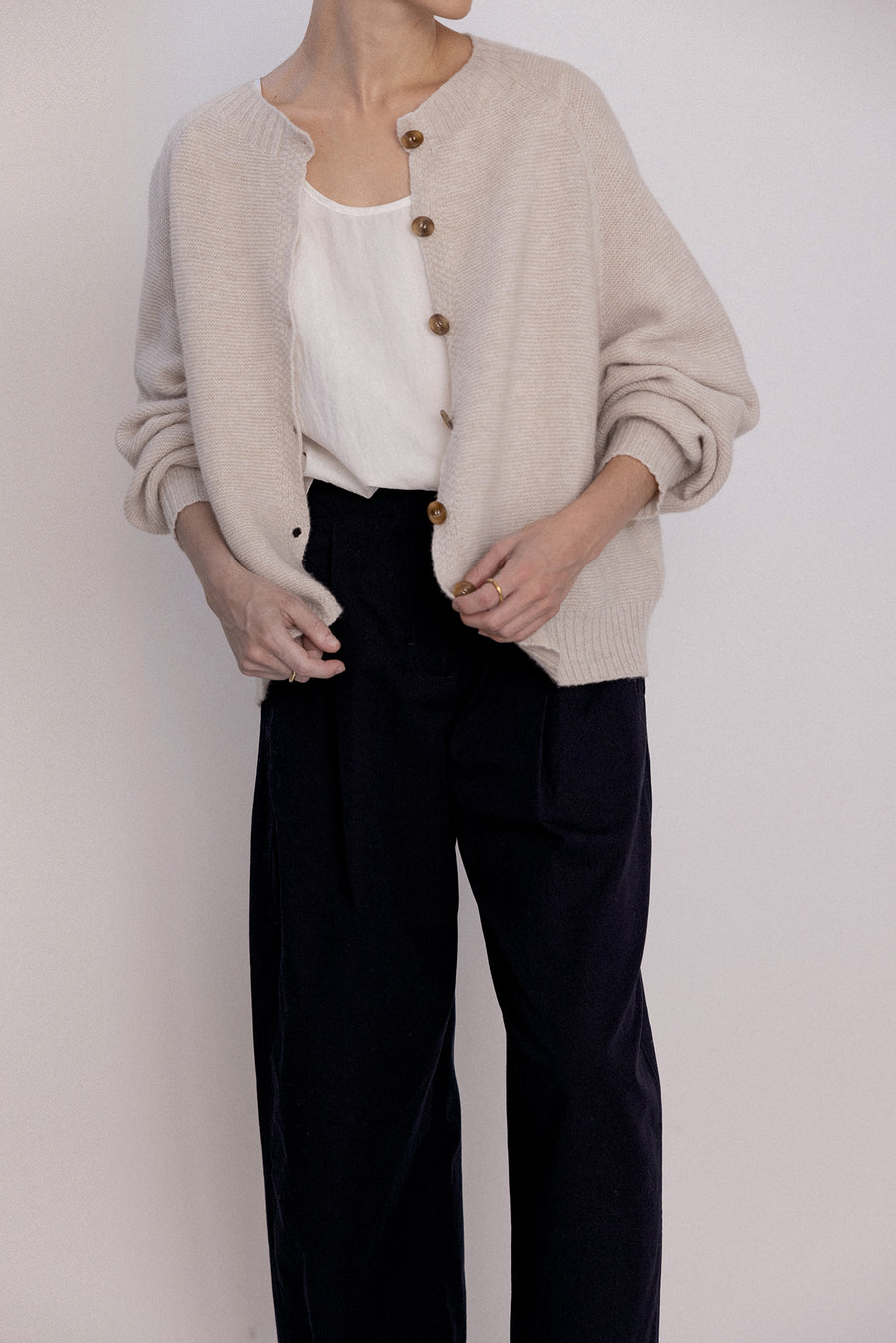 Garter Loft Cardigan - Creme