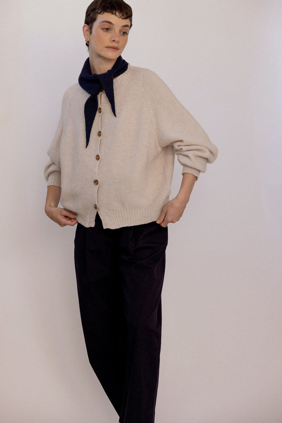 Garter Loft Cardigan - Creme