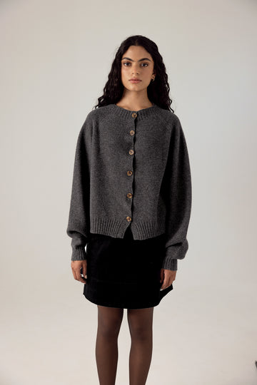 Garter Loft Cardigan - Charcoal