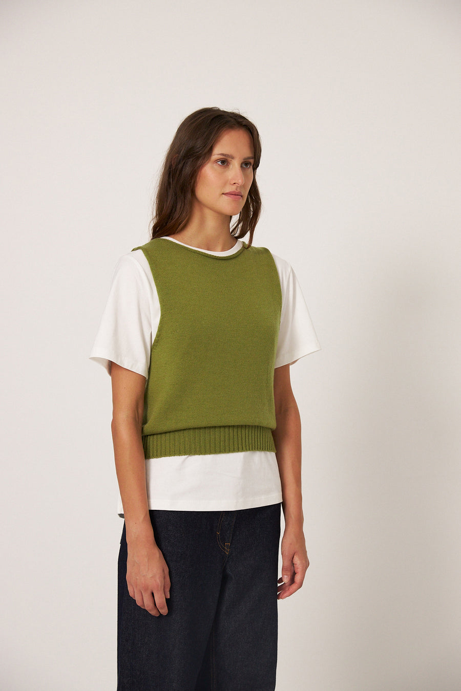 Merino Star Vest - Peridot Green