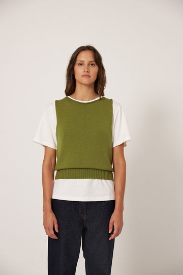 Merino Star Vest - Peridot Green